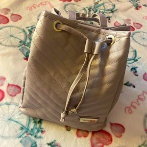Bella Russo Leather Light gray drawstring backpack